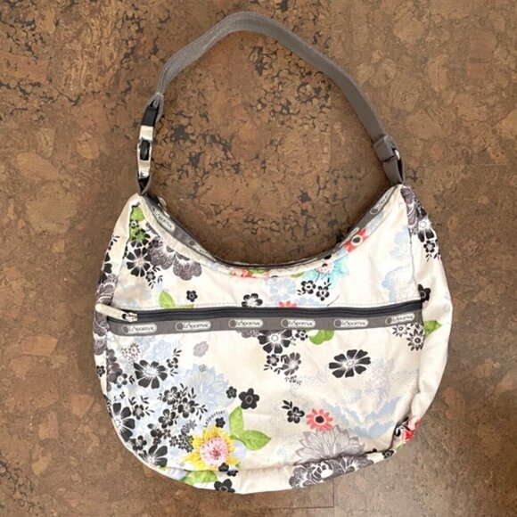 LeSportsac White Floral Shoulder Bag - Medium - Picture 7 of 8